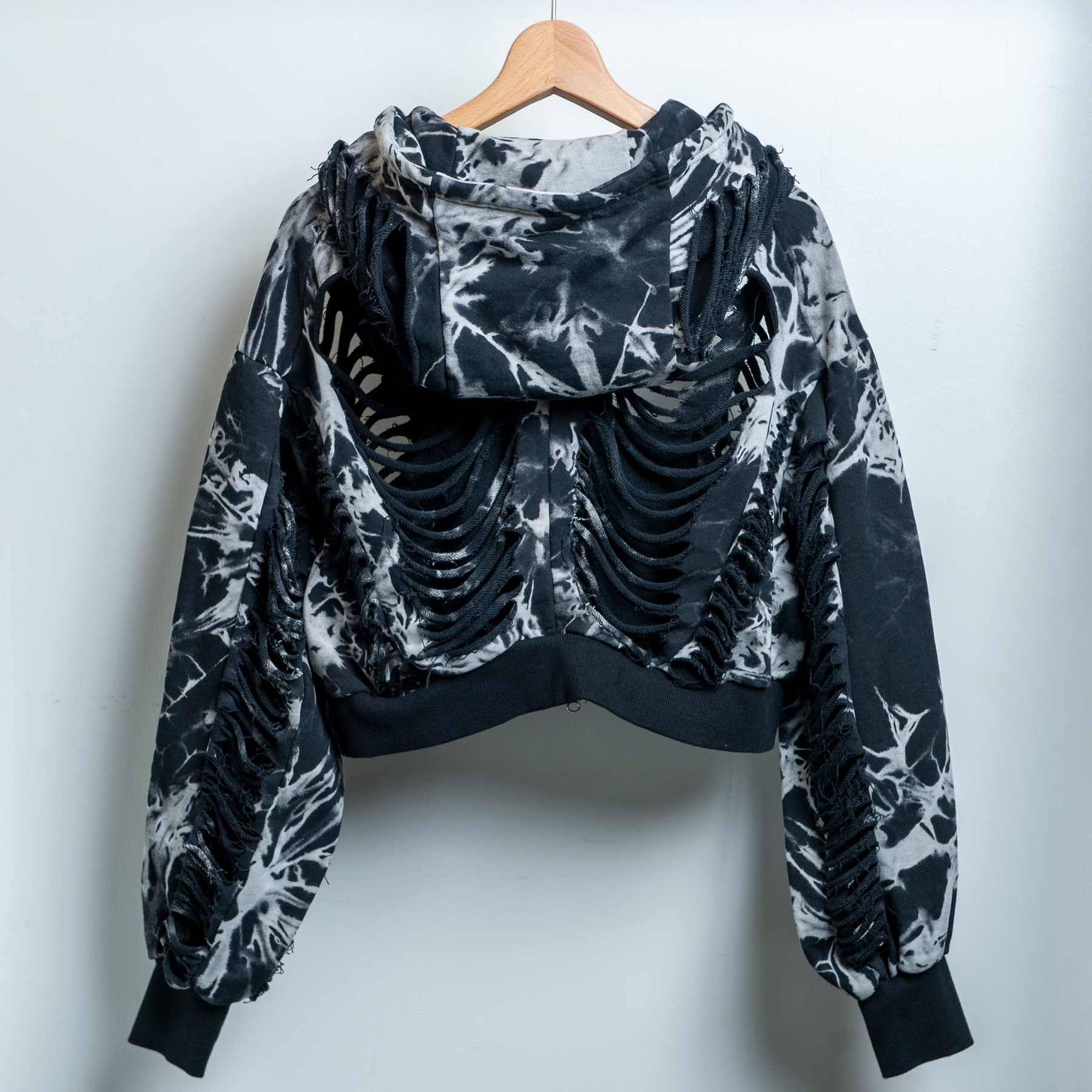 【STEALTH STELL'A】DESTROY HOODIE-SHORT (BLACKMIX)