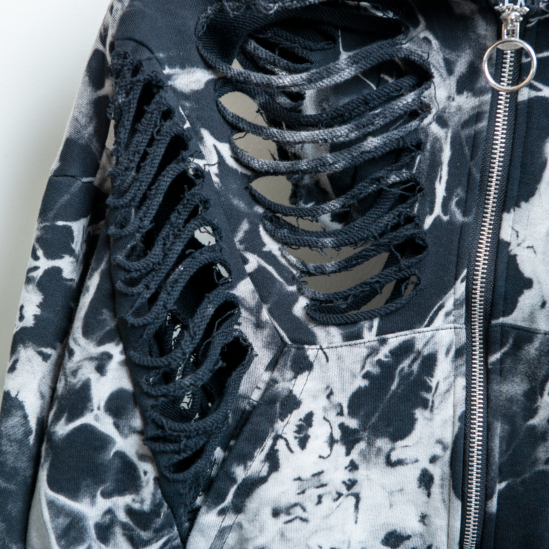 【STEALTH STELL'A】DESTROY HOODIE-SHORT (BLACKMIX)